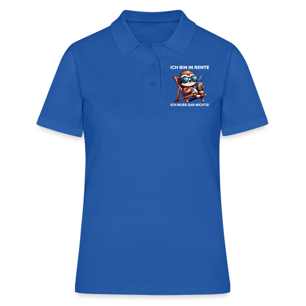 Ich bin in Rente ich muss gar nichts! Faultier Damen Poloshirt - Royalblau