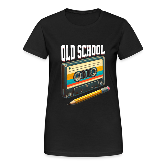 Retro Kassette und Bleistift Old School Damen T-Shirt - Schwarz