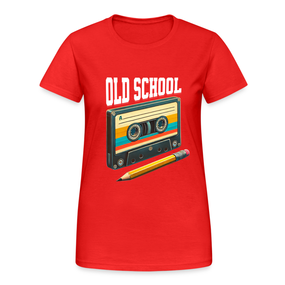 Retro Kassette und Bleistift Old School Damen T-Shirt - Rot