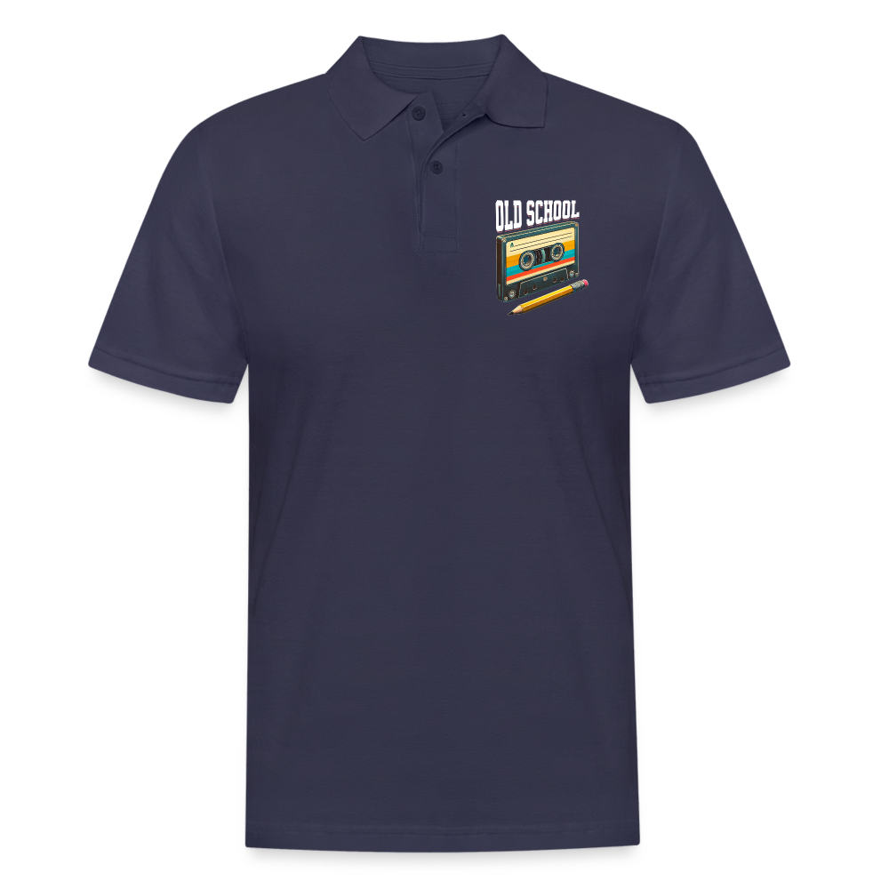 Retro Kassette und Bleistift Old School Herren Poloshirt - Navy