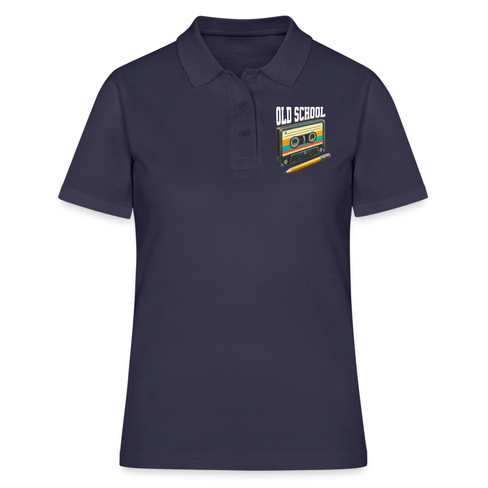 Retro Kassette und Bleistift Old School Damen Poloshirt - Navy