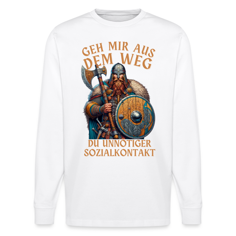 Geh mir aus dem Weg, du unnötiger Sozialkontakt Wikinger Unisex Bio-Langarmshirt Stanley/Stella - Weiß