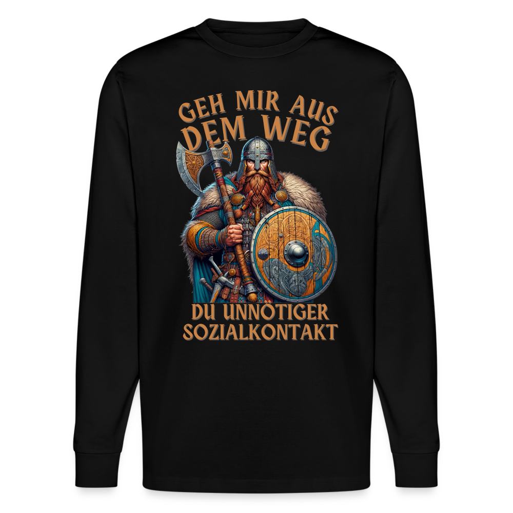 Geh mir aus dem Weg, du unnötiger Sozialkontakt Wikinger Unisex Bio-Langarmshirt Stanley/Stella - Schwarz