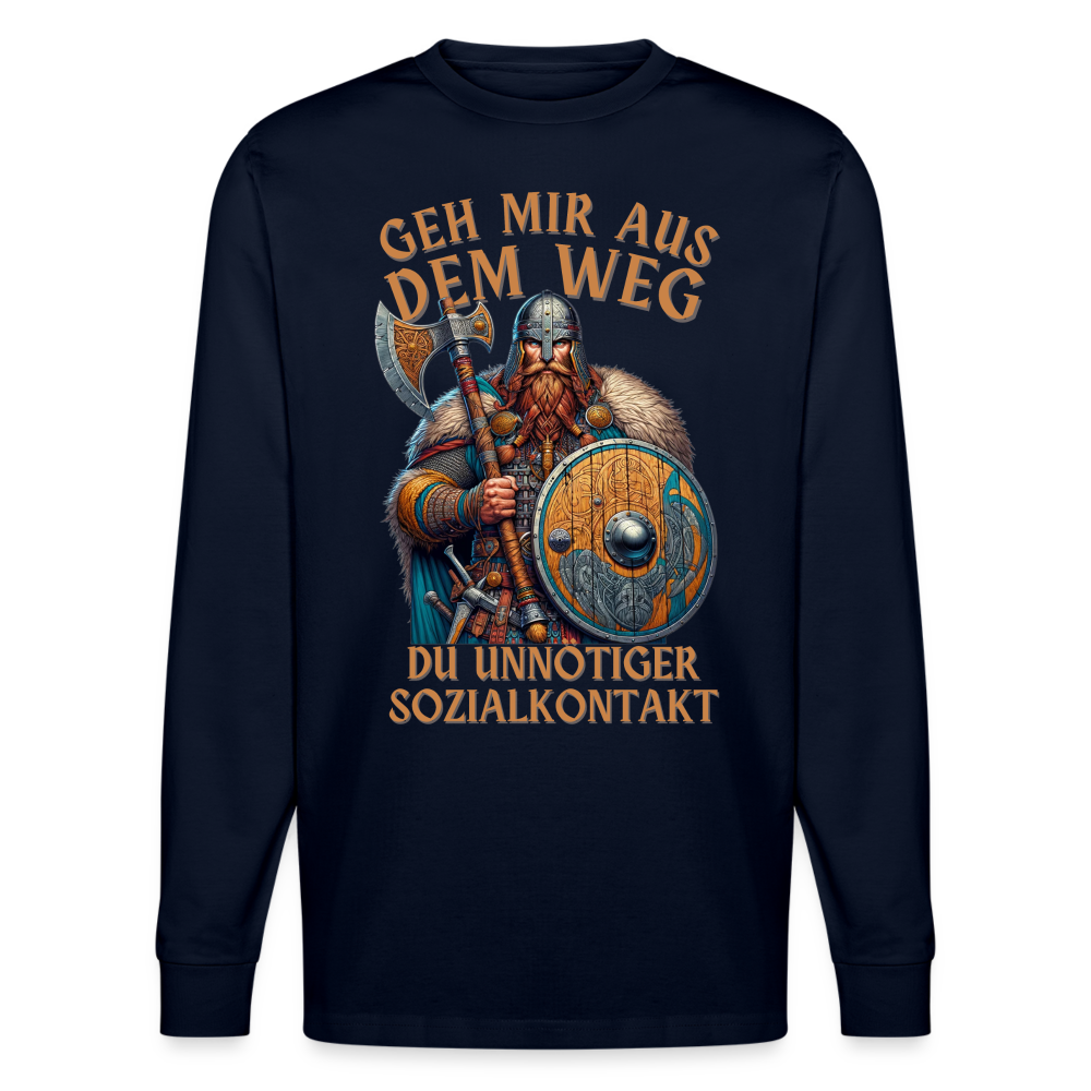 Geh mir aus dem Weg, du unnötiger Sozialkontakt Wikinger Unisex Bio-Langarmshirt Stanley/Stella - Navy