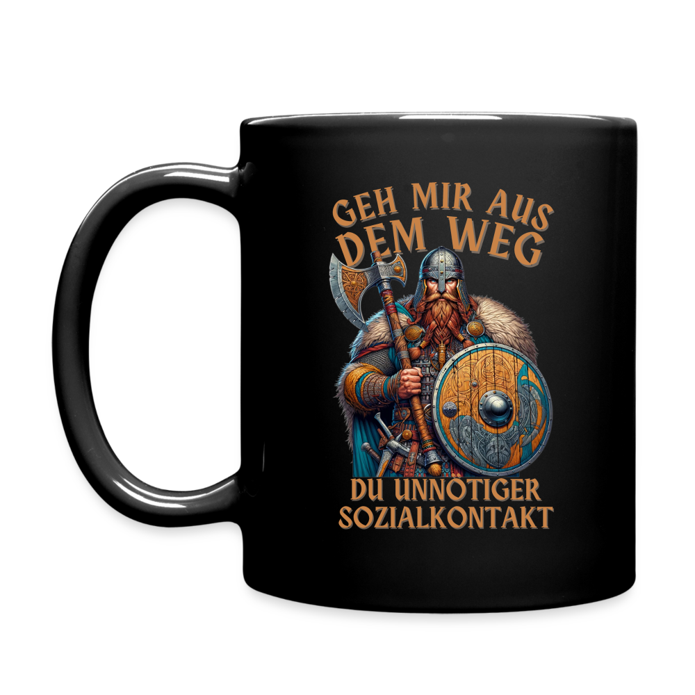 Geh mir aus dem Weg, du unnötiger Sozialkontakt Wikinger Tasse - Schwarz