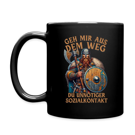 Geh mir aus dem Weg, du unnötiger Sozialkontakt Wikinger Tasse - Schwarz