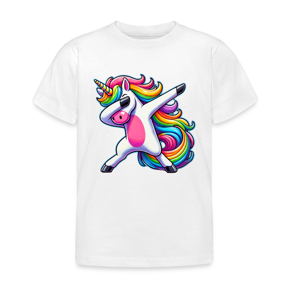 Unicorn Dab Dance Kinder T-Shirt - Weiß