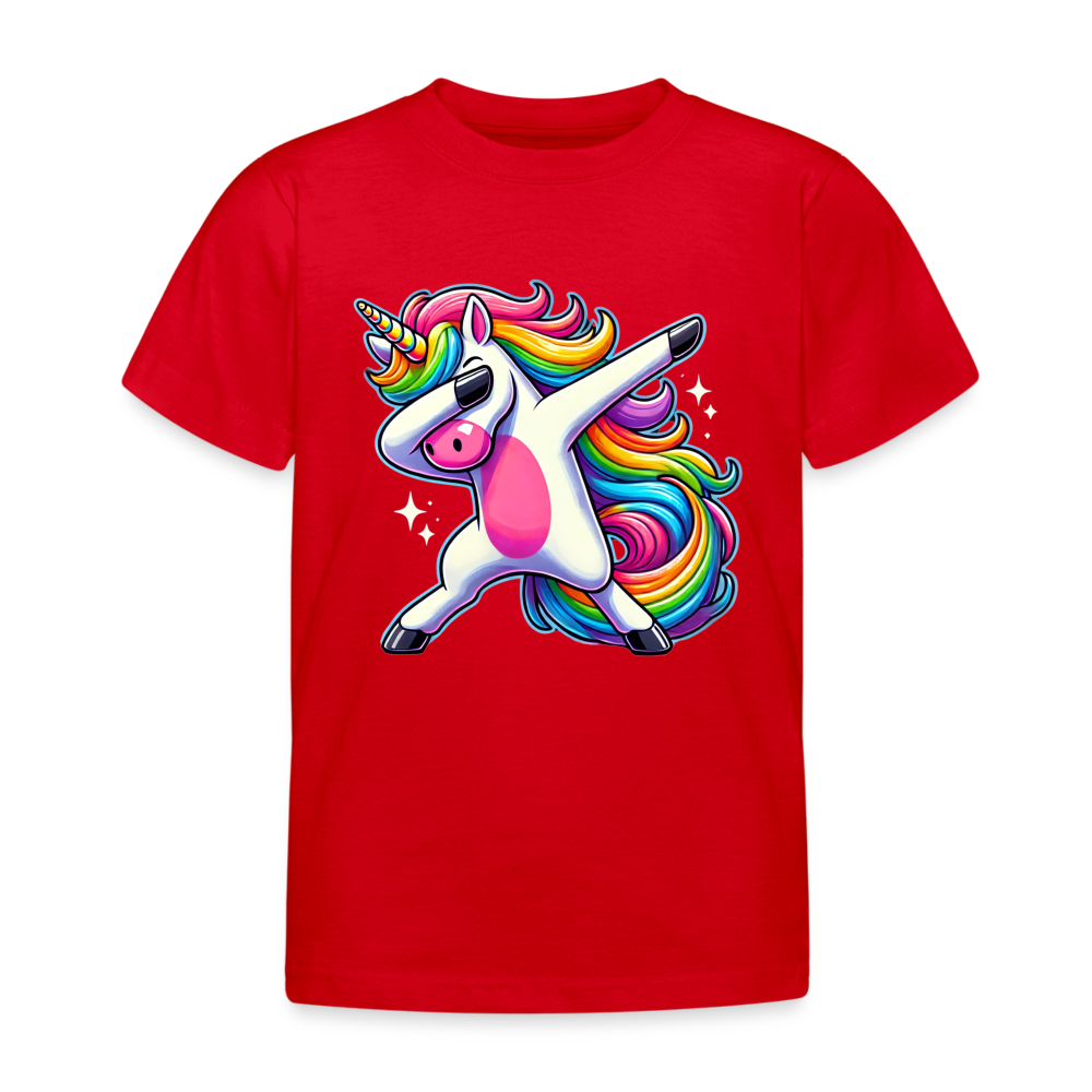 Unicorn Dab Dance Kinder T-Shirt - Rot