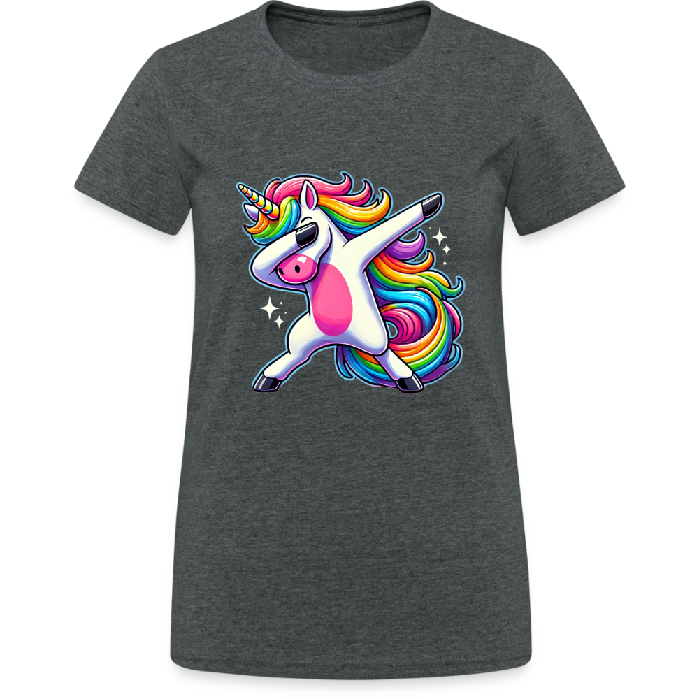 Unicorn Dab Dance Damen T-Shirt - Dunkelgrau meliert