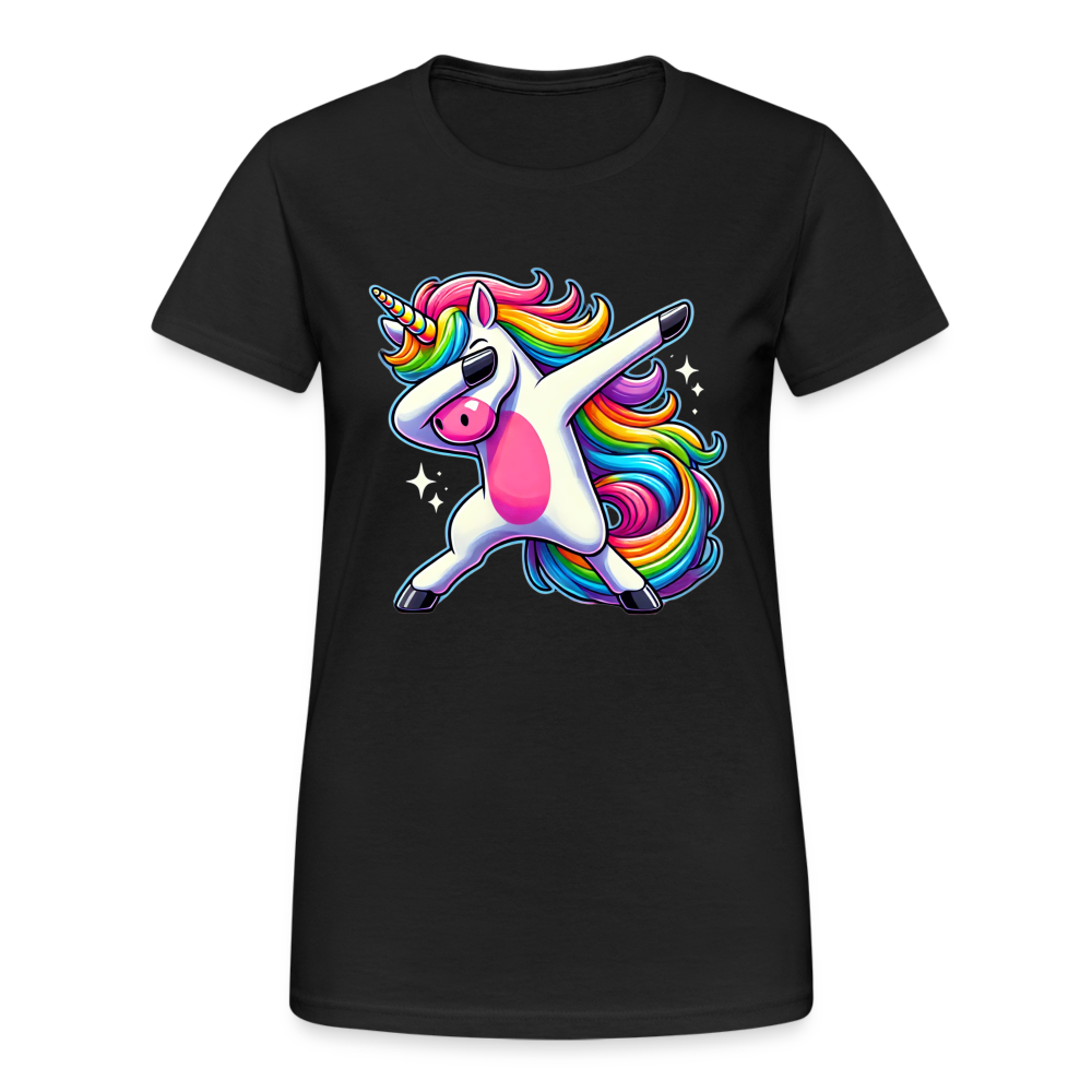 Unicorn Dab Dance Damen T-Shirt - Schwarz