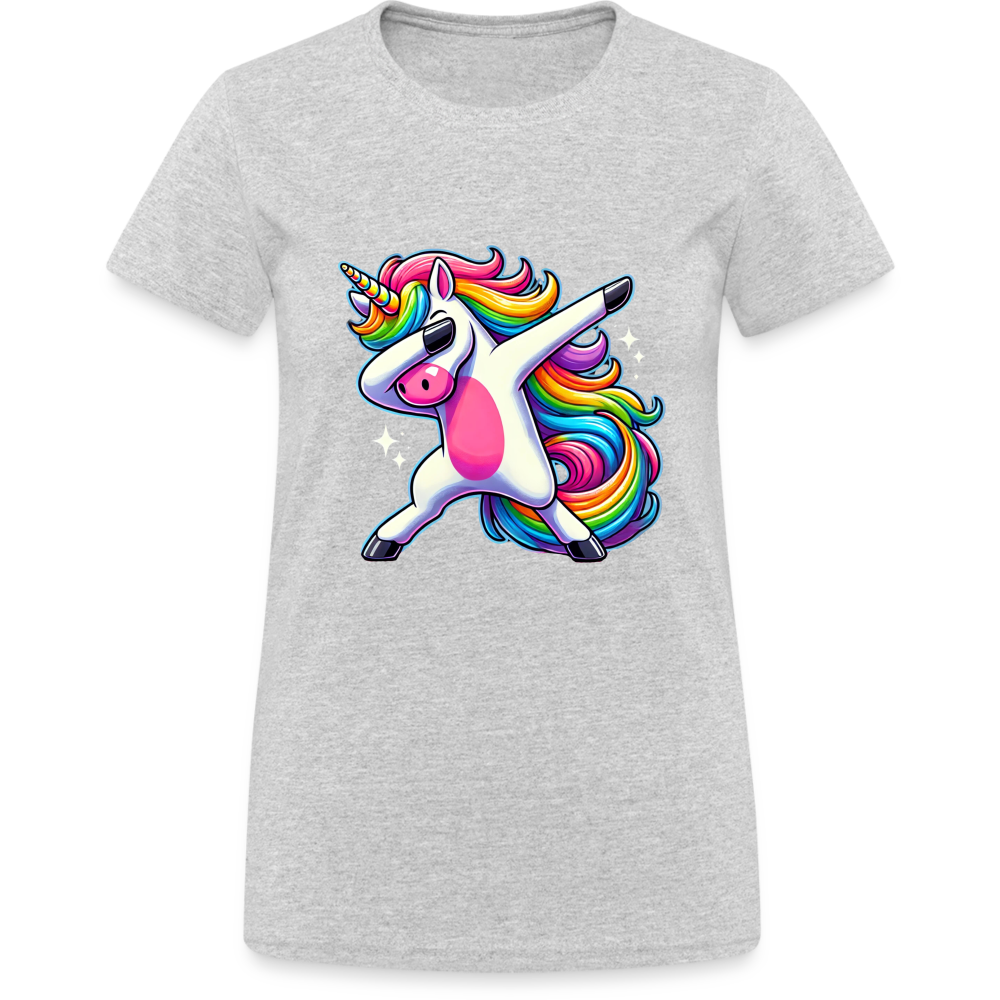 Unicorn Dab Dance Damen T-Shirt - Grau meliert