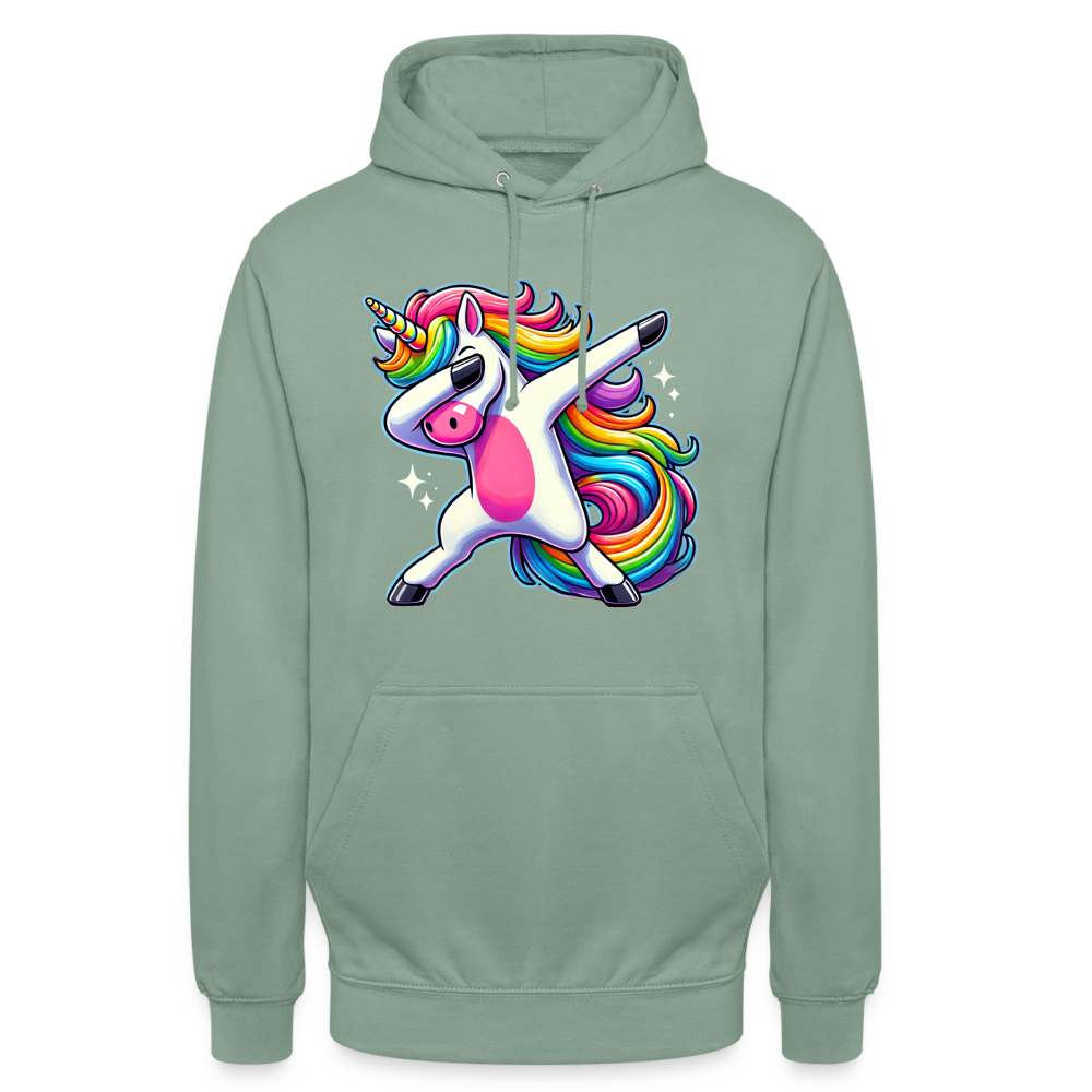 Unicorn Dab Dance Unisex Hoodie - Graugrün