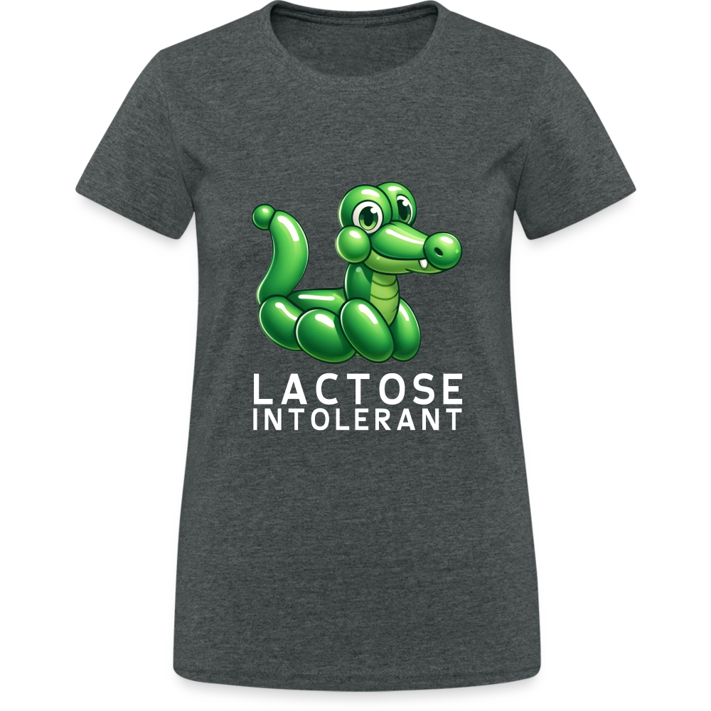 Lactose Intolerant Krokodil Damen T-Shirt - Dunkelgrau meliert