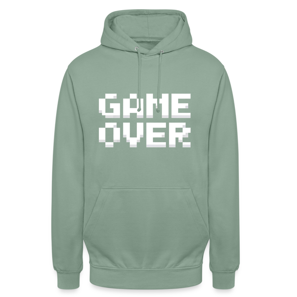 Game Over Retro Pixel Unisex Hoodie - Graugrün