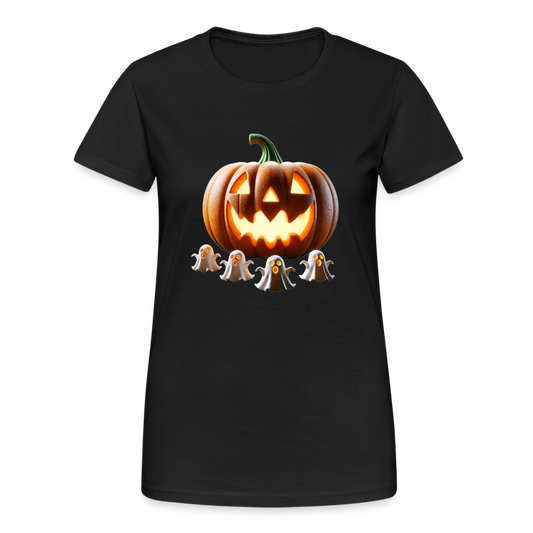 Halloween Kürbis Geister Damen T-Shirt - Schwarz