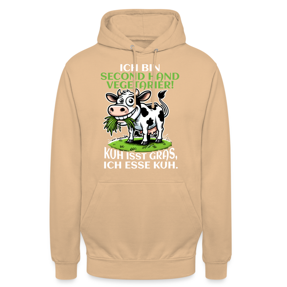 Ich bin Second Hand Vegetarier Kuh isst Gras ich esse Kuh Unisex Hoodie - Pfirsich