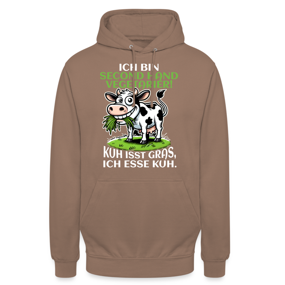 Ich bin Second Hand Vegetarier Kuh isst Gras ich esse Kuh Unisex Hoodie - Mokka